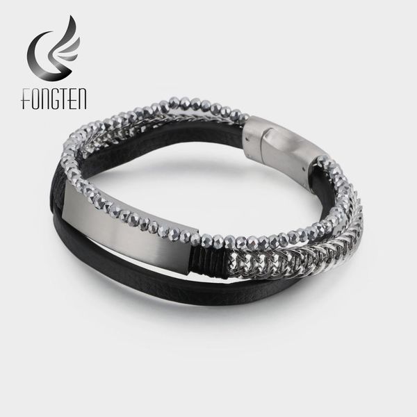 fongten retro beaded leather bracelet men silver stainless steel black punk charm bracelets bangles male jewelry, Golden;silver
fongten retro beaded leather bracelet men silver stainless steel black punk charm bracelets bangles male jewelry, Golden;silver