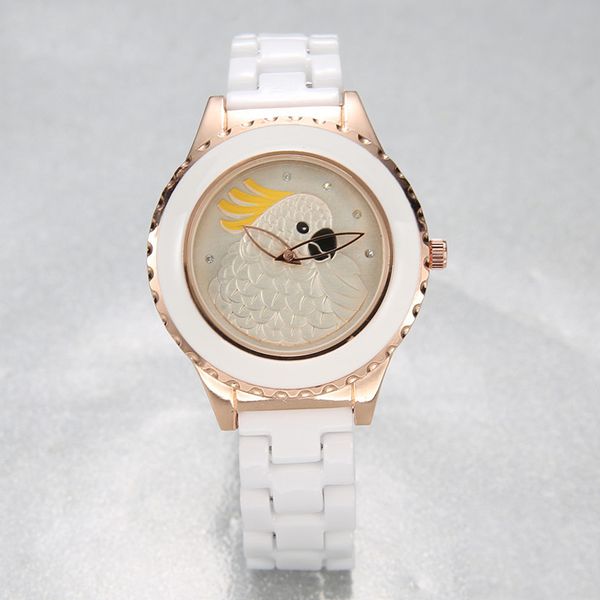 luxury women ceramic wristwatch quartz watch dress painted emboss parrot animal parttern ladies girls clock rreloj mujer, Slivery;brown
luxury women ceramic wristwatch quartz watch dress painted emboss parrot animal parttern ladies girls clock rreloj mujer, Slivery;brown