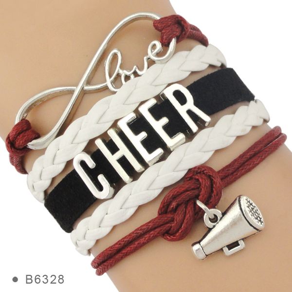infinity love heart megaphone cheer mom cheerleader cheering squad team charm girls leather wrap bracelets for women, Golden;silver
infinity love heart megaphone cheer mom cheerleader cheering squad team charm girls leather wrap bracelets for women, Golden;silver