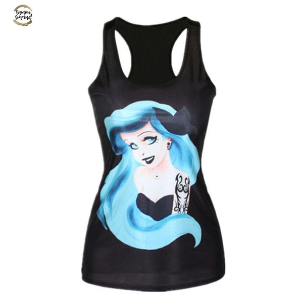 new women t-shirt the little mermaid vest ariel cartoon print camisole fashion punk drop shipping, White
new women t-shirt the little mermaid vest ariel cartoon print camisole fashion punk drop shipping, White