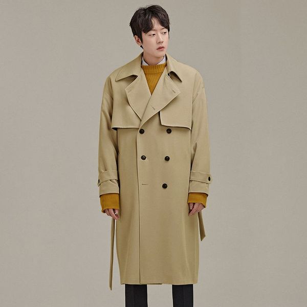 2020 new loose spring tide models and long double-breasted solid color wild men's windbreaker korean fashion international fan, Tan;black
2020 new loose spring tide models and long double-breasted solid color wild men's windbreaker korean fashion international fan, Tan;black