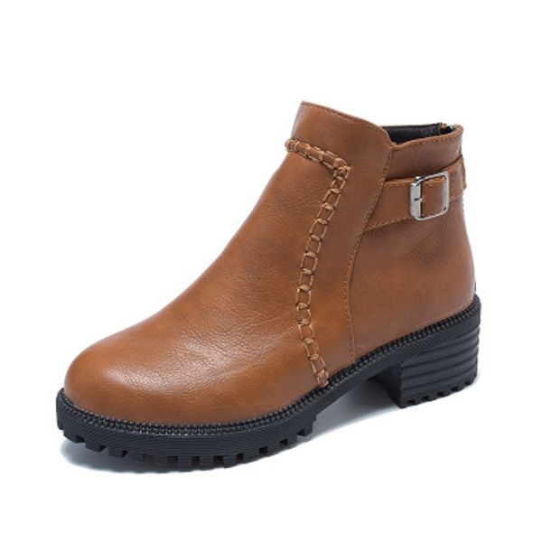 2019 new female martin boots autumn and winter new plus velvet booties round head with belt buckle women's boots, Black
2019 new female martin boots autumn and winter new plus velvet booties round head with belt buckle women's boots, Black