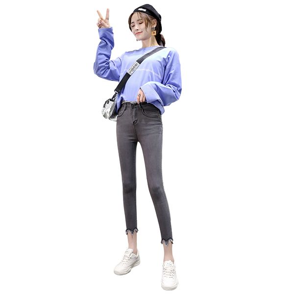 new wear high waist stretch of cultivate morality cowboy nine minutes of washed irregular hole feet mouth tassel pants, Blue
new wear high waist stretch of cultivate morality cowboy nine minutes of washed irregular hole feet mouth tassel pants, Blue