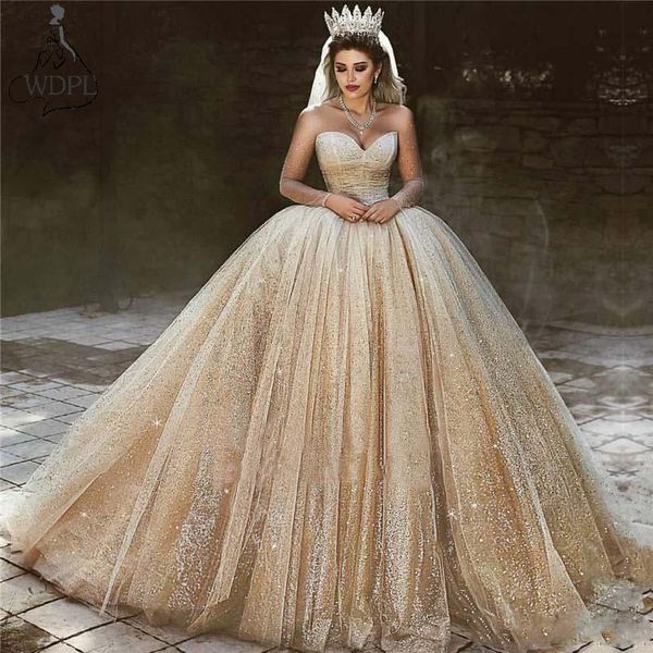 dubai arabic gold wedding dresses 2020 sequins princess ball gown royal wedding gowns sweetheart neck sleeveless sparkly bridal gowns, White
dubai arabic gold wedding dresses 2020 sequins princess ball gown royal wedding gowns sweetheart neck sleeveless sparkly bridal gowns, White