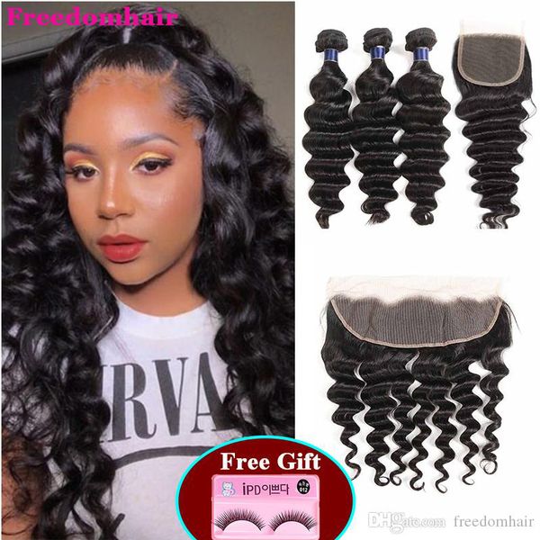 13x4 lace frontal closure with 3 bundles unprocessed peruvian brazilian loose deep human hair weave with lace closures loose deep, Black;brown
13x4 lace frontal closure with 3 bundles unprocessed peruvian brazilian loose deep human hair weave with lace closures loose deep, Black;brown