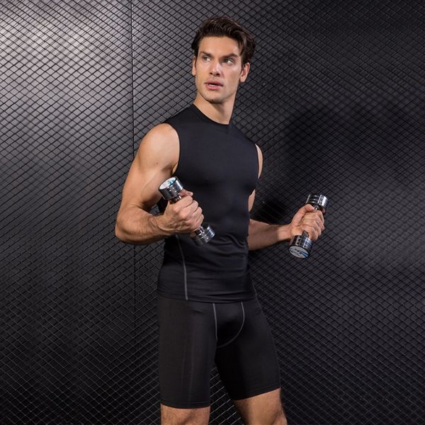 men' fitness tights vest quick-drying sleeveless high-elastic fitness clothes summer men' running vest, White;black
men' fitness tights vest quick-drying sleeveless high-elastic fitness clothes summer men' running vest, White;black