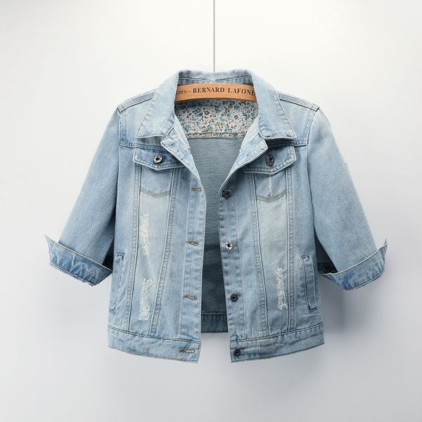 2019 new autumn short section slim casual large size seven-point sleeve denim jacket female jacket v191022, Black;brown
2019 new autumn short section slim casual large size seven-point sleeve denim jacket female jacket v191022, Black;brown