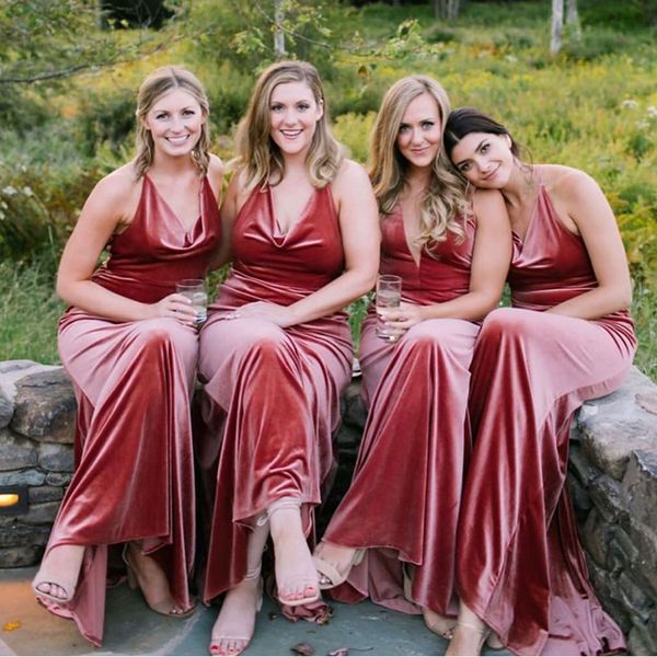 charming mermaid velvet bridesmaid dresses v neck wedding guest dress floor length custom made maid of honor gowns, White;pink
charming mermaid velvet bridesmaid dresses v neck wedding guest dress floor length custom made maid of honor gowns, White;pink