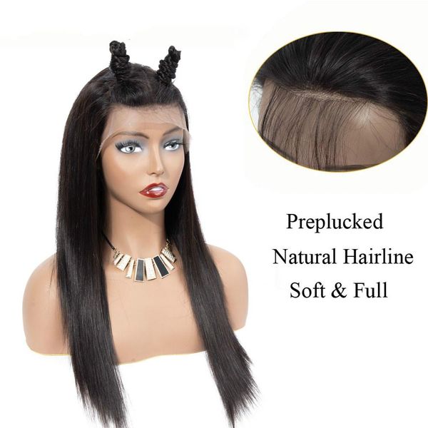 360 lace frontal wig pre plucked with baby hair brazilian straight 180 250 density 13x6 lace front human hair wigs, Black
360 lace frontal wig pre plucked with baby hair brazilian straight 180 250 density 13x6 lace front human hair wigs, Black