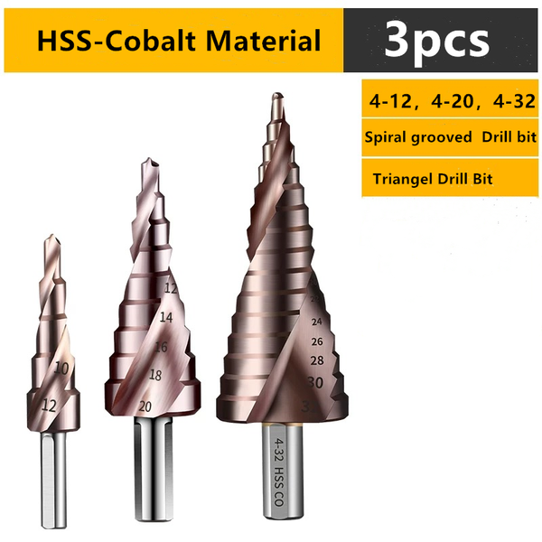 new twist groove cobalt metal step cone drill bit m35 step drill 4-12/4-20/4-32mm spiral groove triangle shank saw cutter
new twist groove cobalt metal step cone drill bit m35 step drill 4-12/4-20/4-32mm spiral groove triangle shank saw cutter