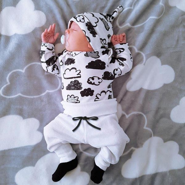 autumn 2019 newborn baby girl boy clothes set cotton clothing cloud long sleeved t-shirt+pants+hat baby clothes 3pcs outfit set, White
autumn 2019 newborn baby girl boy clothes set cotton clothing cloud long sleeved t-shirt+pants+hat baby clothes 3pcs outfit set, White