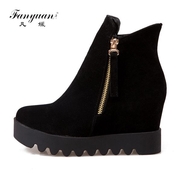 fanyuan winter women snow ankle boots wedges heel zipper faux suede fashion all match keep warm winter women snow boots size 43, Black
fanyuan winter women snow ankle boots wedges heel zipper faux suede fashion all match keep warm winter women snow boots size 43, Black