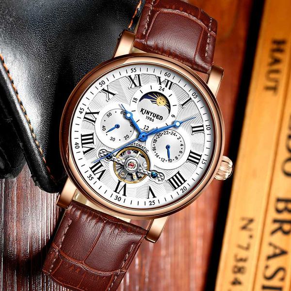 kinyued moon phase watch men mechanical watches automatic classic skeleton wrist watch sports 42mm relogio masculino, Slivery;brown
kinyued moon phase watch men mechanical watches automatic classic skeleton wrist watch sports 42mm relogio masculino, Slivery;brown