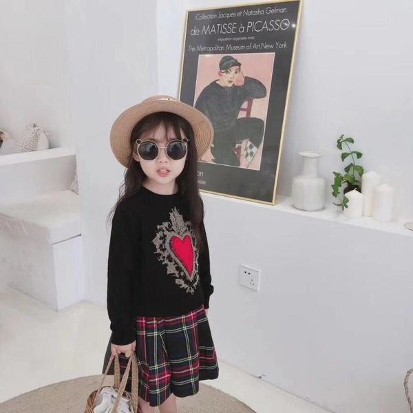 2020 new autumn winter black cotton three quarter sweater+plaid skirt boutique girls clothing set, White
2020 new autumn winter black cotton three quarter sweater+plaid skirt boutique girls clothing set, White
