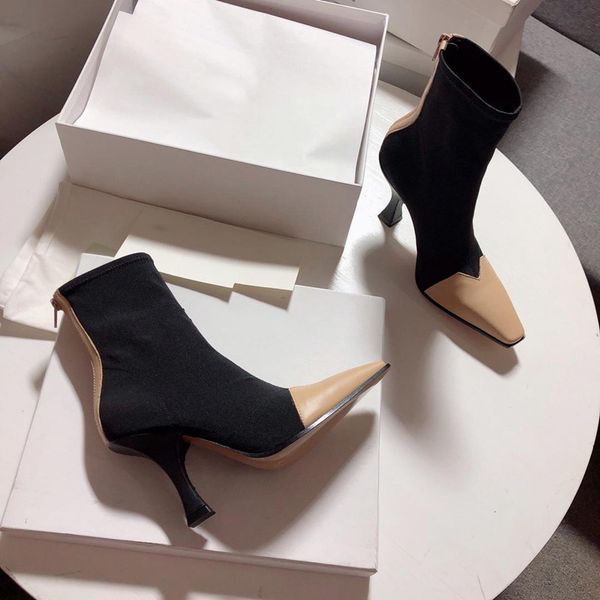 2019 designer women s sell stretch booties lambskin heel genuine leather 8.5cm ladies booties 
2019 designer women s sell stretch booties lambskin heel genuine leather 8.5cm ladies booties