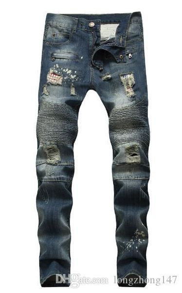 man's casual hole bleached jeans motorcycle slim fit pants beggar jeans fashion skinny trousers men pencil pants high quality, Blue
man's casual hole bleached jeans motorcycle slim fit pants beggar jeans fashion skinny trousers men pencil pants high quality, Blue