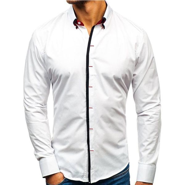 men's dress shirts luxury casual formal shirt long sleeve turn-down collar slim fit business, White;black
men's dress shirts luxury casual formal shirt long sleeve turn-down collar slim fit business, White;black