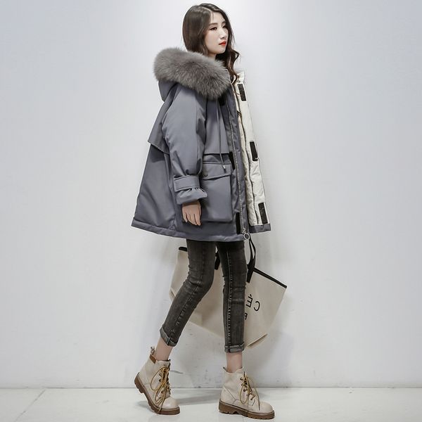 new 2019 natural fur hooded white duck down winter jacket women jas thick parkas warm sash tie up snow coat, Black
new 2019 natural fur hooded white duck down winter jacket women jas thick parkas warm sash tie up snow coat, Black