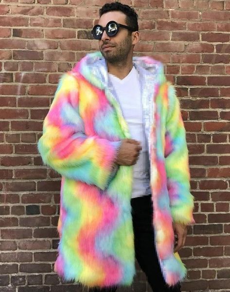 2019 new fashion men women fur coat long parka fur outdoor casual jacket rainbow colorful faux overcoat outwear, Black
2019 new fashion men women fur coat long parka fur outdoor casual jacket rainbow colorful faux overcoat outwear, Black
