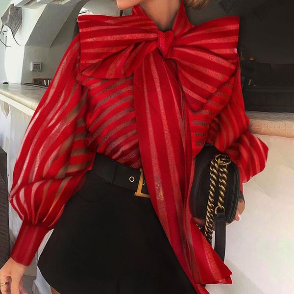 fashion women see through shirts sheer mesh striped blouse long puff sleeve shirt elegant bow female blusas work formal, White
fashion women see through shirts sheer mesh striped blouse long puff sleeve shirt elegant bow female blusas work formal, White