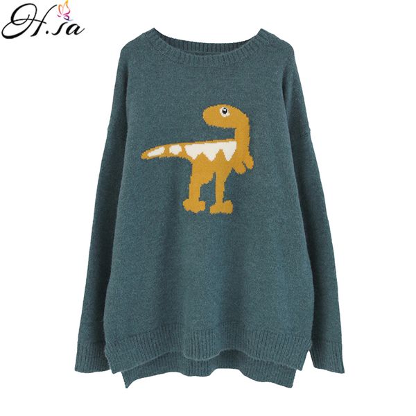 h.sa 2019 women winter chic sweaters oneck long sleeve cartton kawaii knit jumpers oversized streetwear dinosaur pullovers, White;black
h.sa 2019 women winter chic sweaters oneck long sleeve cartton kawaii knit jumpers oversized streetwear dinosaur pullovers, White;black