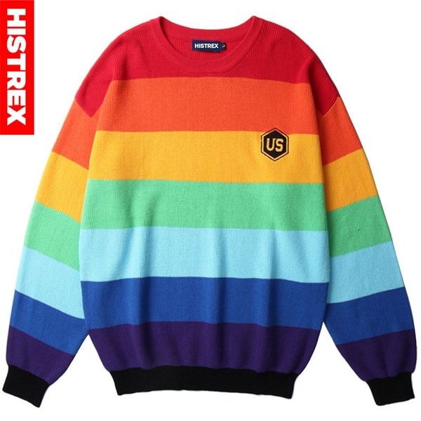 men hip hop knitted sweater striped rainbow color block streetwear sweater pullover 2020 harajuku embroidery cotton, White;black
men hip hop knitted sweater striped rainbow color block streetwear sweater pullover 2020 harajuku embroidery cotton, White;black