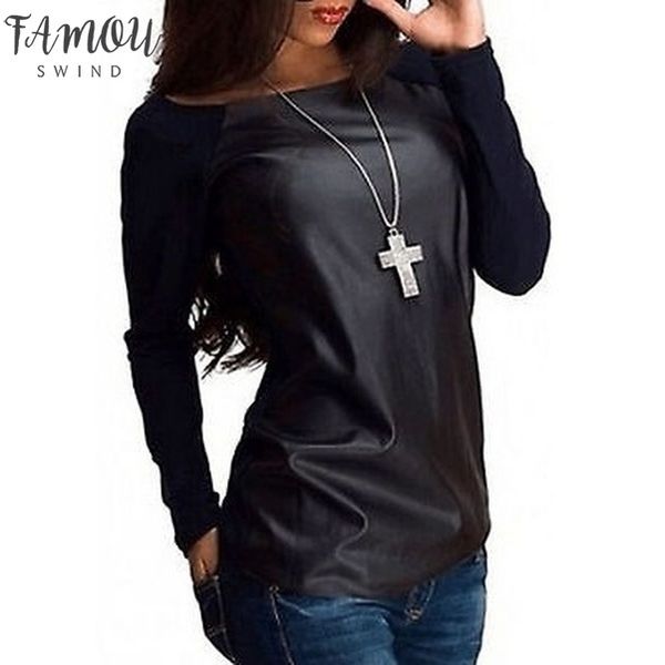 new womens long sleeve scoop neck pu leather spliced t shirt casual loose pullouver, White
new womens long sleeve scoop neck pu leather spliced t shirt casual loose pullouver, White