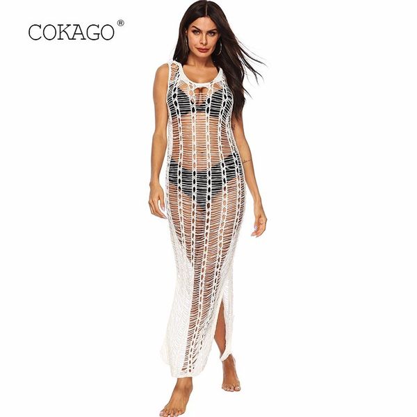 cokago summer white beach dress women bikini mesh cover up beach woman hollow handwork sleeveless vestidos playa mujer 2019, Blue;gray
cokago summer white beach dress women bikini mesh cover up beach woman hollow handwork sleeveless vestidos playa mujer 2019, Blue;gray