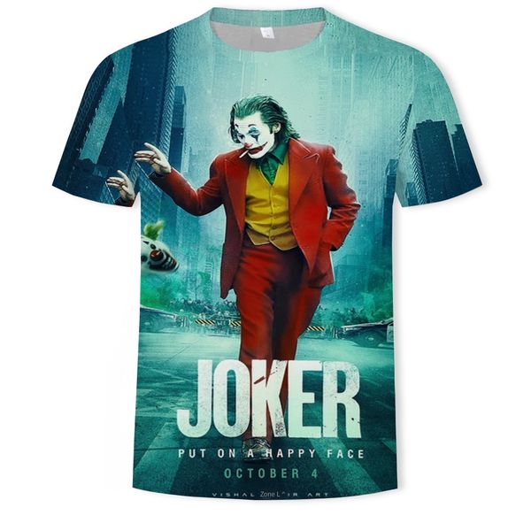 mens designer clown series pattern 3d digital printing round collar short sleeve t-shirt, White;black 
mens designer clown series pattern 3d digital printing round collar short sleeve t-shirt, White;black