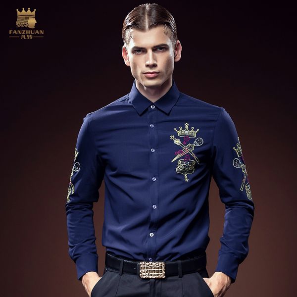 fashion casual male long sleeved men's 2020 man embroidered velvet court personality slim thickened shirt 612107, White;black
fashion casual male long sleeved men's 2020 man embroidered velvet court personality slim thickened shirt 612107, White;black