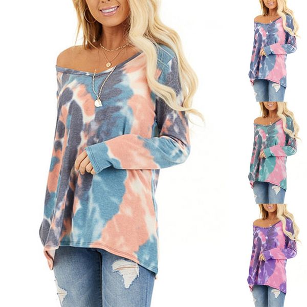 tie-dye shirt womens long sleeve casual tie dyed round neck tunics shirts loose blouses blusas mujer de moda 2019, White
tie-dye shirt womens long sleeve casual tie dyed round neck tunics shirts loose blouses blusas mujer de moda 2019, White