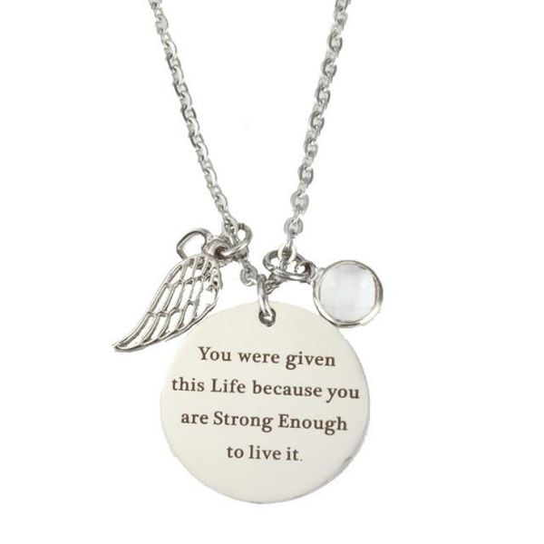 stainless steel round pendant you were given this life because you are angel necklace crystal jewelry for gifts, Silver
stainless steel round pendant you were given this life because you are angel necklace crystal jewelry for gifts, Silver