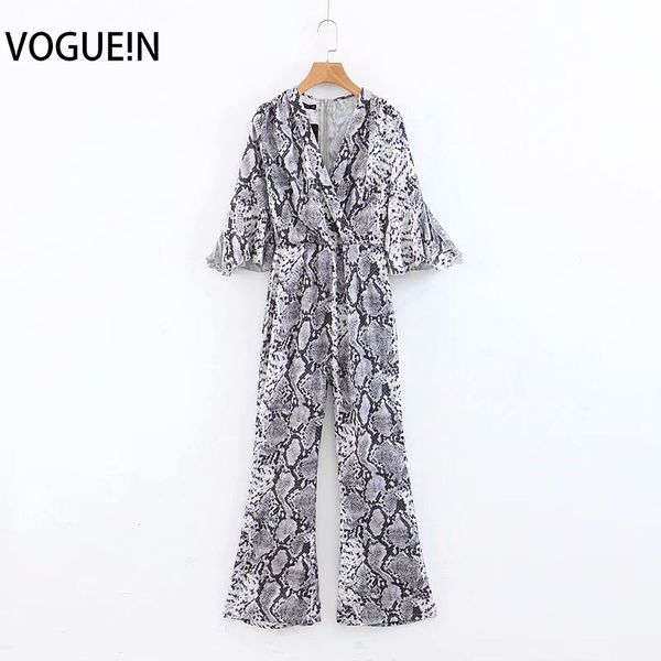 voguein new womens v-neck animal snake pattern print flare sleeve jumpsuit playsuit wholesale, Black;white
voguein new womens v-neck animal snake pattern print flare sleeve jumpsuit playsuit wholesale, Black;white