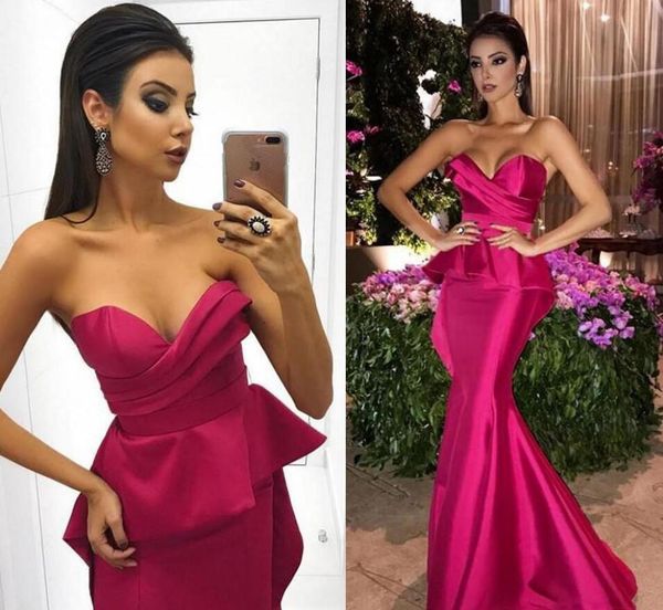 2020 fuchsia mermaid prom dresses with sweetheart pleats stain ruched peplum floor length plus size formal evening dresses custom made, Black
2020 fuchsia mermaid prom dresses with sweetheart pleats stain ruched peplum floor length plus size formal evening dresses custom made, Black