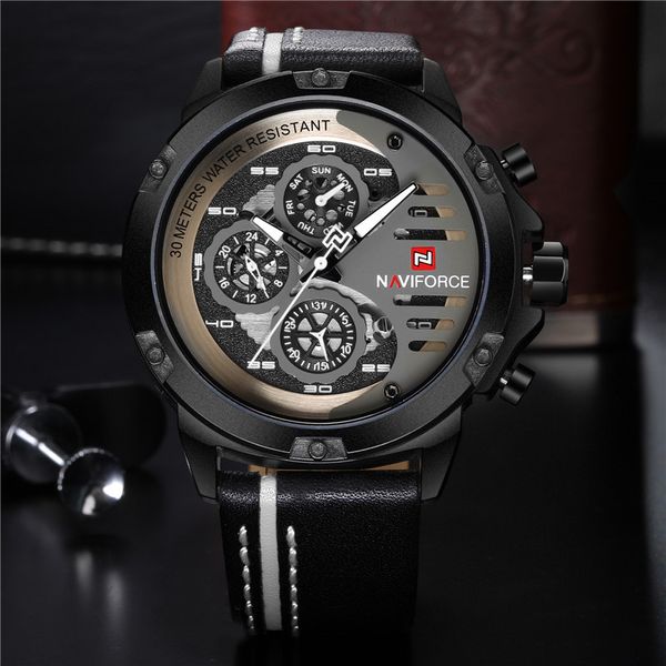 naviforce watches men's sport leather quartz waterproof wrist watches watch men's relogio masculino 9110, Slivery;brown
naviforce watches men's sport leather quartz waterproof wrist watches watch men's relogio masculino 9110, Slivery;brown