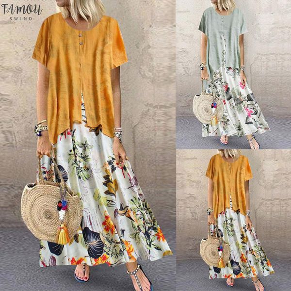 women summer vintage print long dress big size patchwork fake two pieces casual o-neck short sleeve plus size maxi dress, Black;gray
women summer vintage print long dress big size patchwork fake two pieces casual o-neck short sleeve plus size maxi dress, Black;gray
