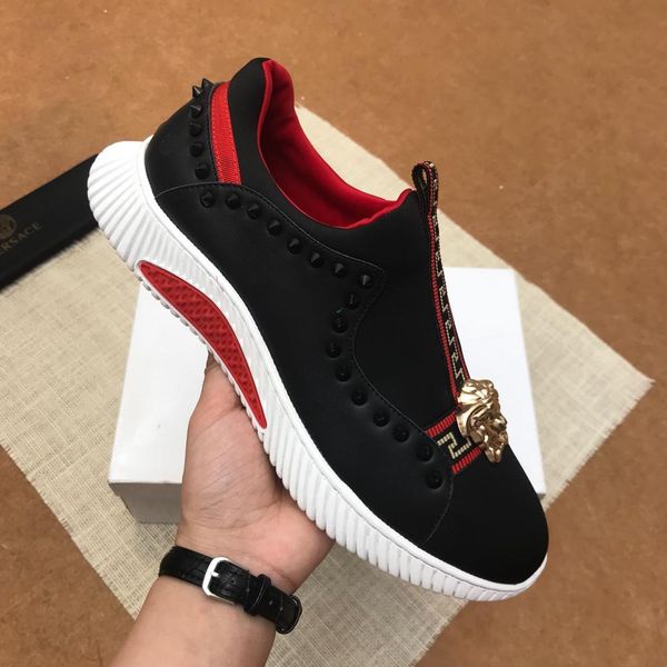 new style luxury men's casual sports shoes fashion brand men's shoes three platform classic medusa pattern decoration strapless sl, Black 
new style luxury men's casual sports shoes fashion brand men's shoes three platform classic medusa pattern decoration strapless sl, Black