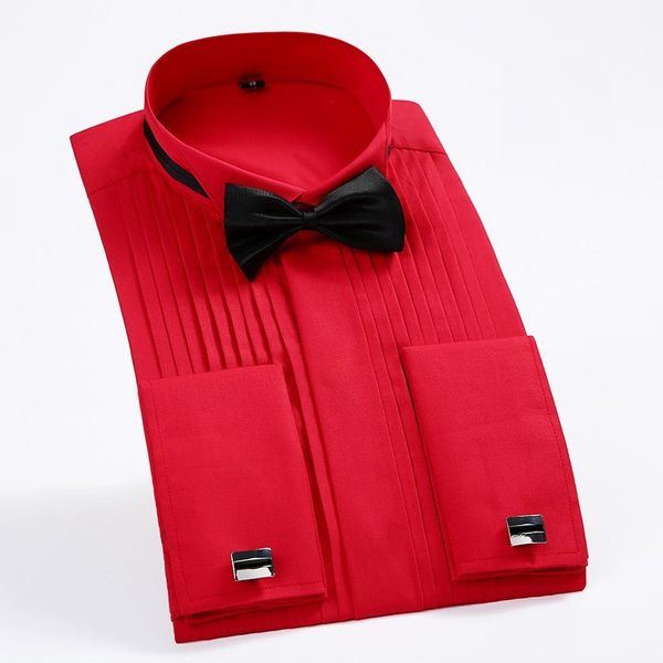 men's french cuff tuxedo shirt solid color wing tip collar shirt men long sleeve dress shirts formal wedding bridegroom shirt, White;black
men's french cuff tuxedo shirt solid color wing tip collar shirt men long sleeve dress shirts formal wedding bridegroom shirt, White;black