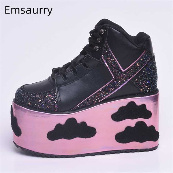 coloured laser flat platform shoes woman high increasing wedges lace-up casual shoes unique sequins clouds heel women, Black
coloured laser flat platform shoes woman high increasing wedges lace-up casual shoes unique sequins clouds heel women, Black