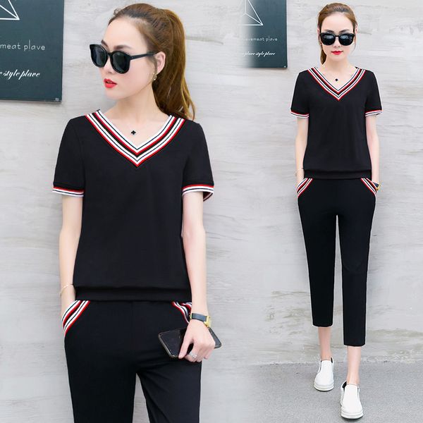 female leisure suits spring and summer new han edition cultivate one's morality fashion sports wear short-sleeved twinset of 7, White
female leisure suits spring and summer new han edition cultivate one's morality fashion sports wear short-sleeved twinset of 7, White