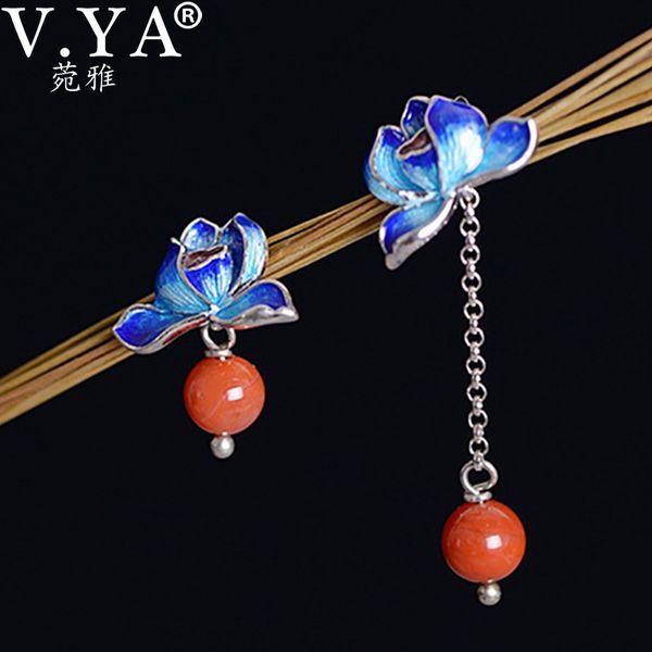 v.ya ethnic enamel lotus drop earrings handmade vintage jewelry asymmetry natural stone dangle earrings for women, Silver
v.ya ethnic enamel lotus drop earrings handmade vintage jewelry asymmetry natural stone dangle earrings for women, Silver