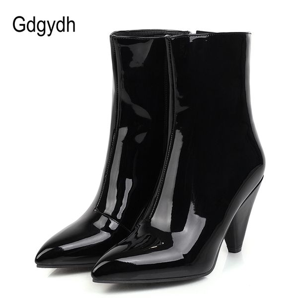 gdgydh patent leather women boots spike heels black wedding shoes bride white pointed toe ankle boots with zipper big size 47
gdgydh patent leather women boots spike heels black wedding shoes bride white pointed toe ankle boots with zipper big size 47
