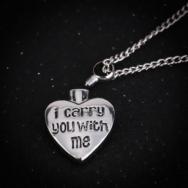 wholesale- letter i carry you with me heart-shape cremation jewelry ashes urn pendant necklace for christmas gift ne842, Silver
wholesale- letter i carry you with me heart-shape cremation jewelry ashes urn pendant necklace for christmas gift ne842, Silver