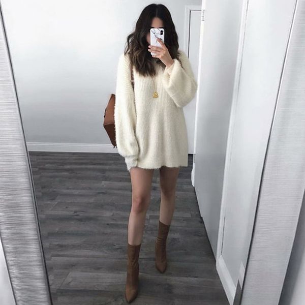 fashion female pullovers women 2019 autumn winter solid color long women sweaters long sleeve o neck loose harajuku sweater, White;black
fashion female pullovers women 2019 autumn winter solid color long women sweaters long sleeve o neck loose harajuku sweater, White;black