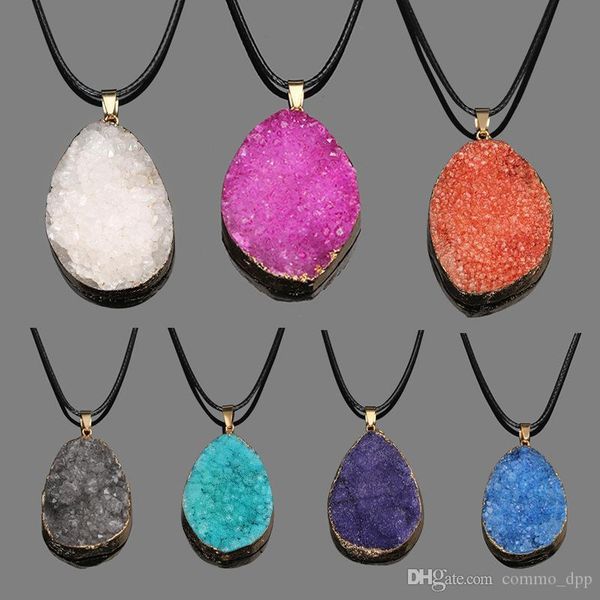 fashion druzy necklace 7 colors geometric natural drusy stone pendant black snake leather rope chains necklace for women s jewelry, Silver
fashion druzy necklace 7 colors geometric natural drusy stone pendant black snake leather rope chains necklace for women s jewelry, Silver
