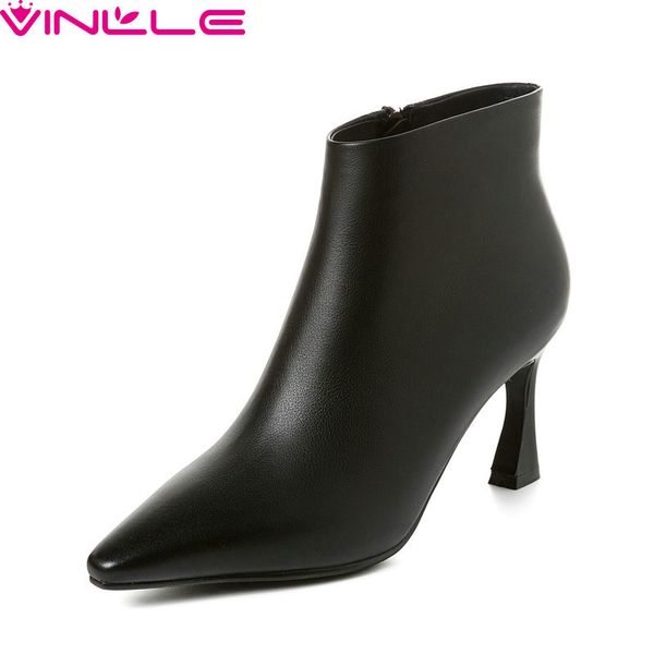vinlle 2019 fashion women ankle boots genuine leather pointed toe high heel zipper all match fashion all match shoes size 34-39, Black
vinlle 2019 fashion women ankle boots genuine leather pointed toe high heel zipper all match fashion all match shoes size 34-39, Black