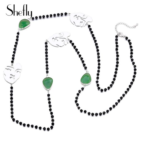 new design mask colourful glass pendants necklace black crystal long sweater chain personality vintage necklace for women kolye, Silver
new design mask colourful glass pendants necklace black crystal long sweater chain personality vintage necklace for women kolye, Silver