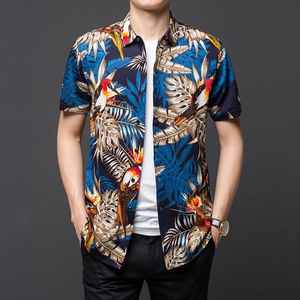 exquisite leaves bird pattern printing fashion short-sleeved shirt summer new quality cotton soft smooth luxury men shirt -xxxl, White;black
exquisite leaves bird pattern printing fashion short-sleeved shirt summer new quality cotton soft smooth luxury men shirt -xxxl, White;black