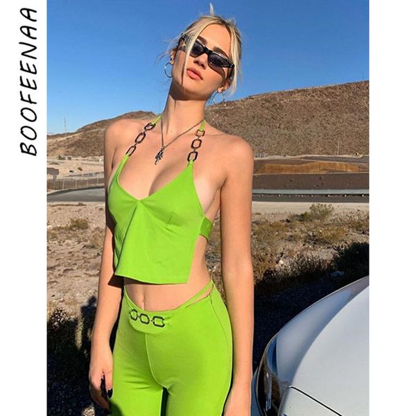 boofeenaa 2 piece set women neon green chain halter crop and flare pants matching sets rave club outfits c87-ae47, White
boofeenaa 2 piece set women neon green chain halter crop and flare pants matching sets rave club outfits c87-ae47, White