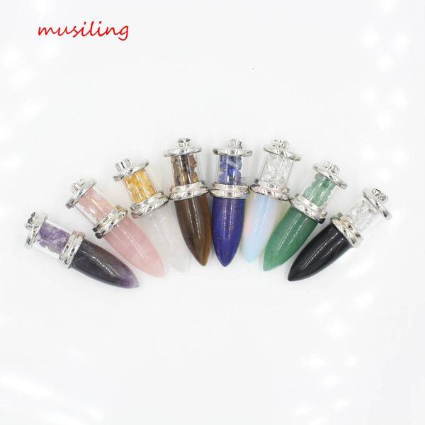 bullet wish bottle crystal quartz amethyst pendants pendulum natural stone reiki charms fashion jewelry for women men, Silver
bullet wish bottle crystal quartz amethyst pendants pendulum natural stone reiki charms fashion jewelry for women men, Silver